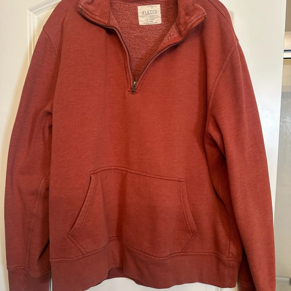 J. Crew Men's Half-Zip Fleece Pullover in Rust Red